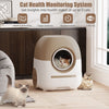 Self-Cleaning Cat Litter Box, Automatic Cat Litter Box with APP Control/Health Monitoring/Odor-Removal, Brown
